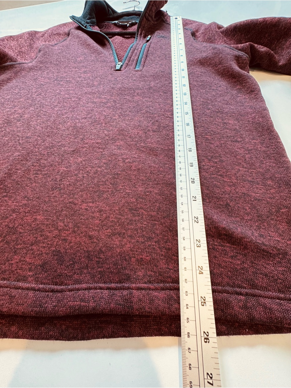 Eddie Bauer Men’s Medium Burgundy Quarter Zip Fleece Pullover - Picture 4 of 11